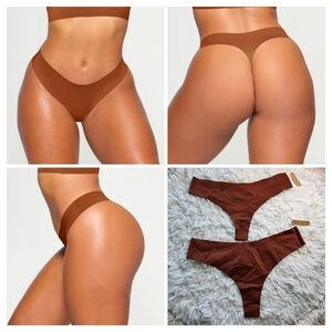 2PCS SKIMS Naked Dipped Seamless Thong In Saffron 2X NWT